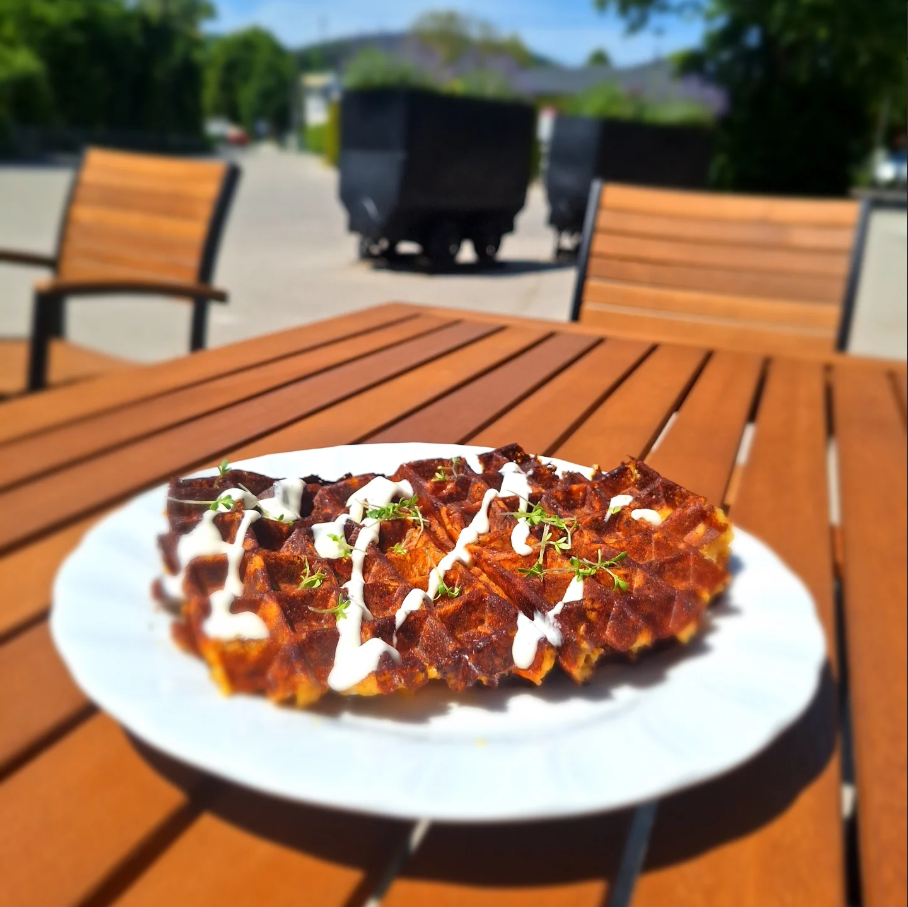 Herzhafte speise Waffel